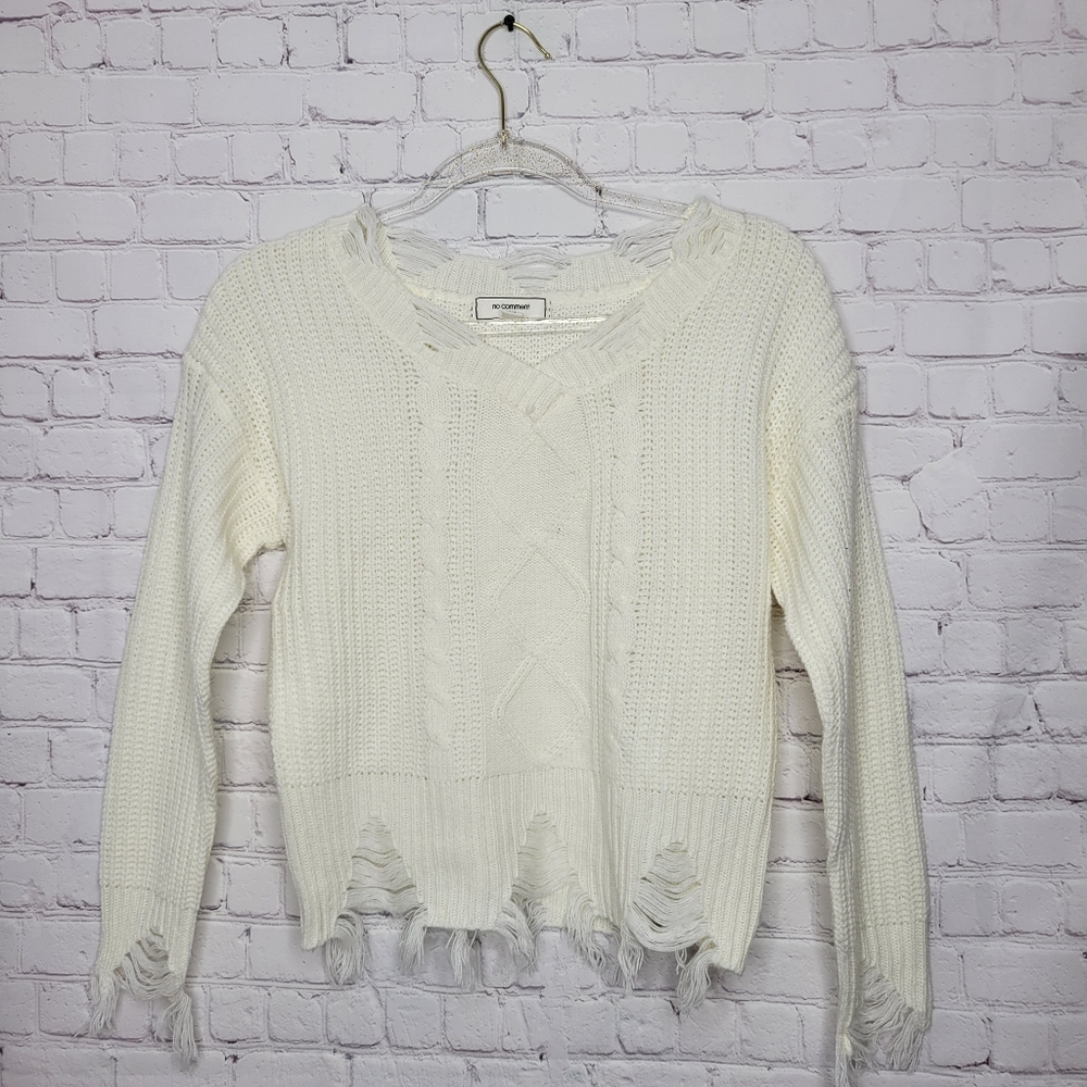 No Comment NY LA Women's Distressed Sweater Sz. S